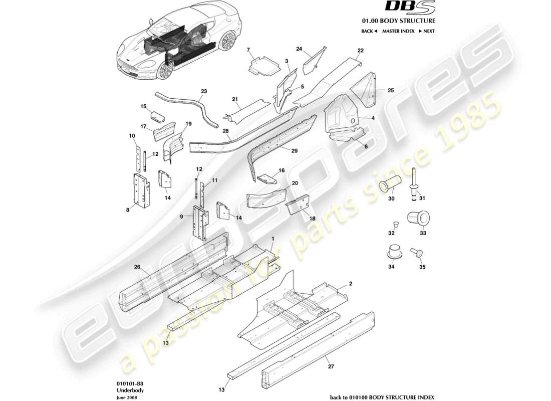 aston martin dbs (2011) underbody part diagram