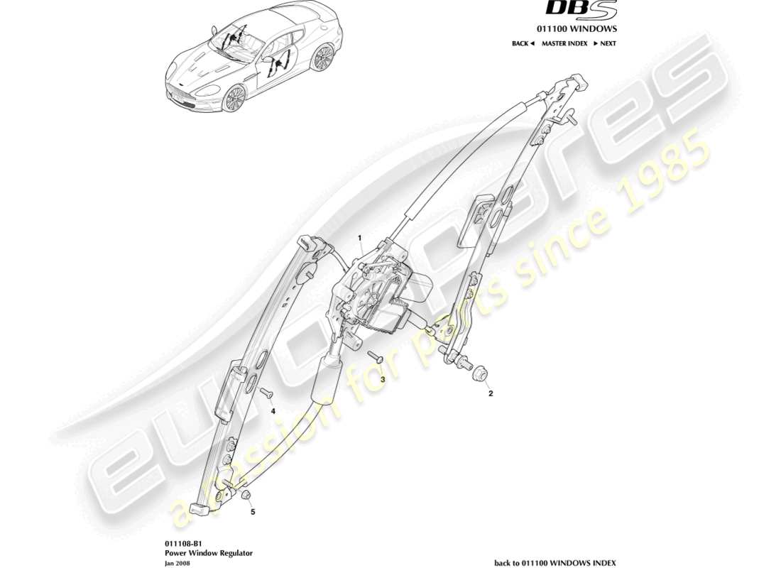 aston martin dbs (2011) door window regulators part diagram