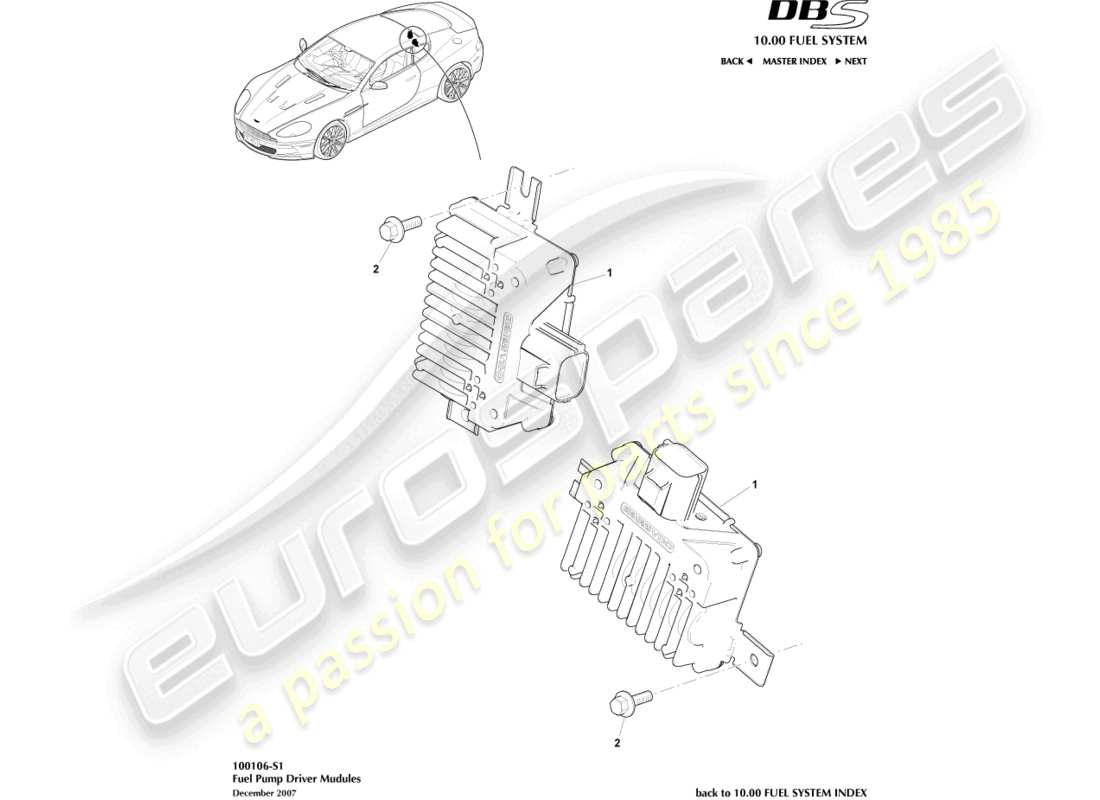 aston martin dbs (2012) fuel pump modules part diagram
