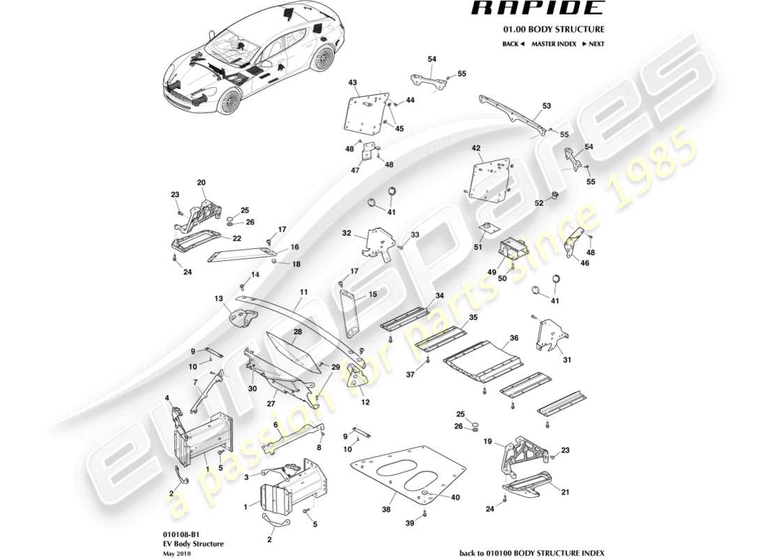 aston martin rapide (2017) ancillary parts part diagram