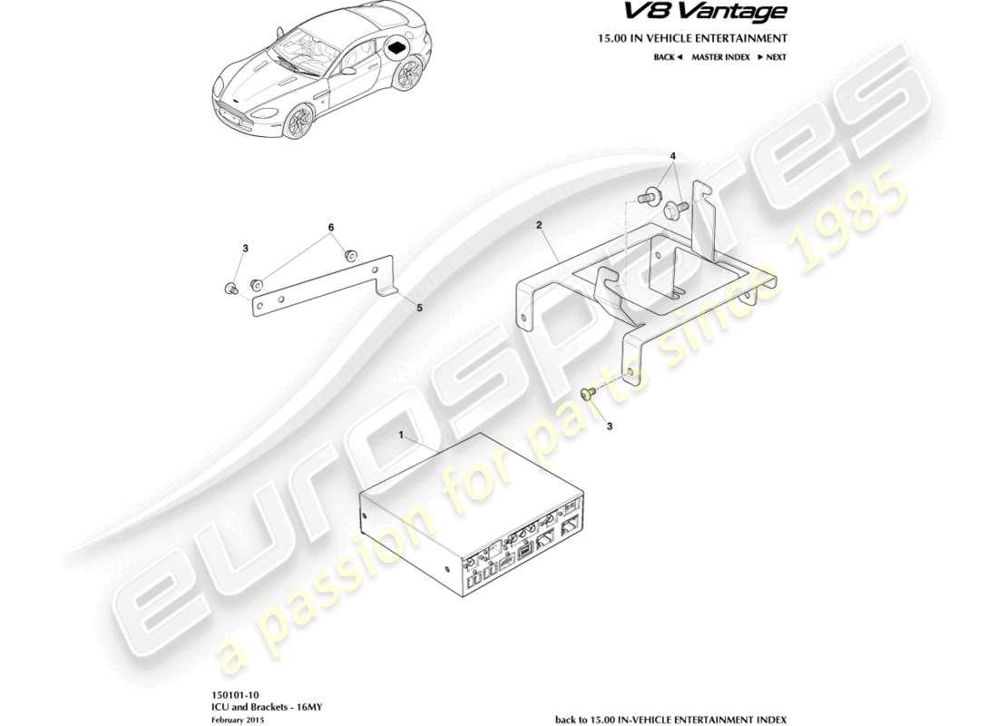 aston martin v8 vantage (2018) icu and bracket, 16my part diagram