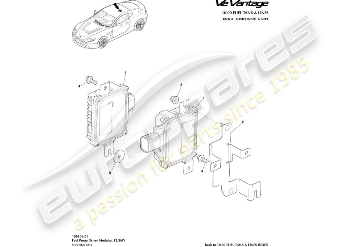 aston martin v12 vantage (2012) fuel pump modules, 12.5my part diagram