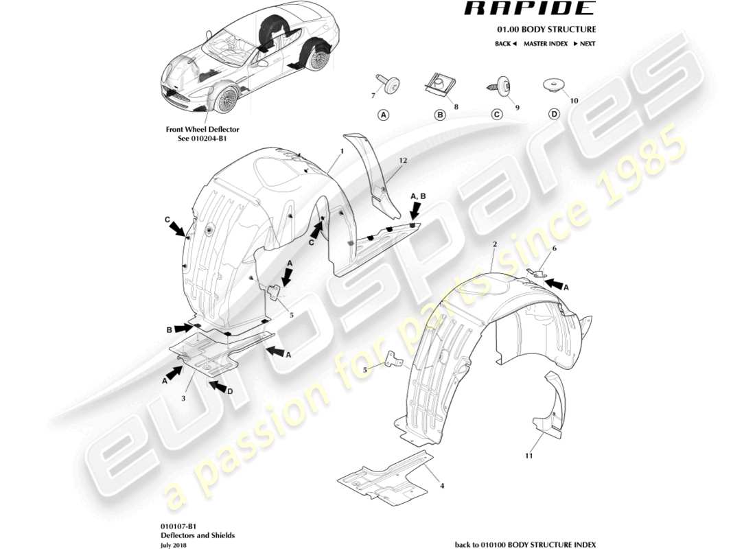 aston martin rapide (2018) rear wheel arches part diagram