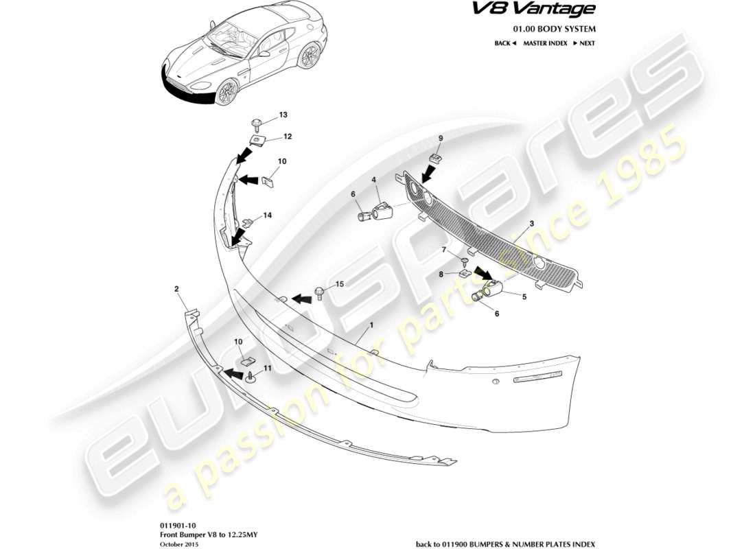 aston martin v8 vantage (2018) front bumper, to 12.25my part diagram