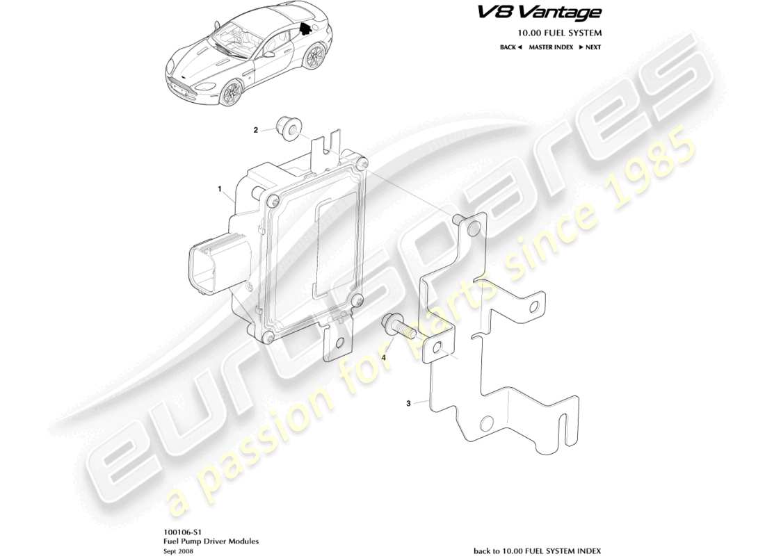 aston martin v8 vantage (2011) fuel pump modules part diagram