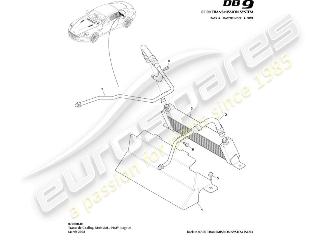 aston martin db9 (2010) transaxle cooling, manual, 09my part diagram