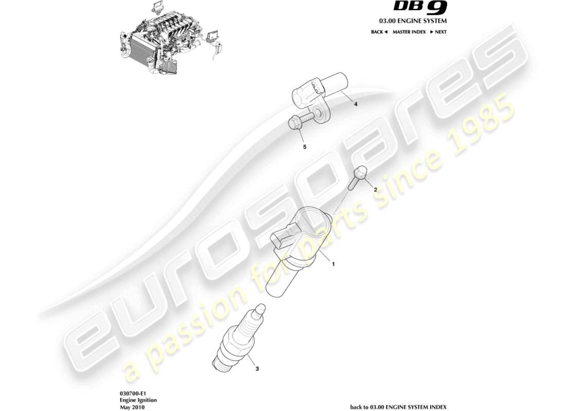 aston martin db9 (2004) ignition part diagram