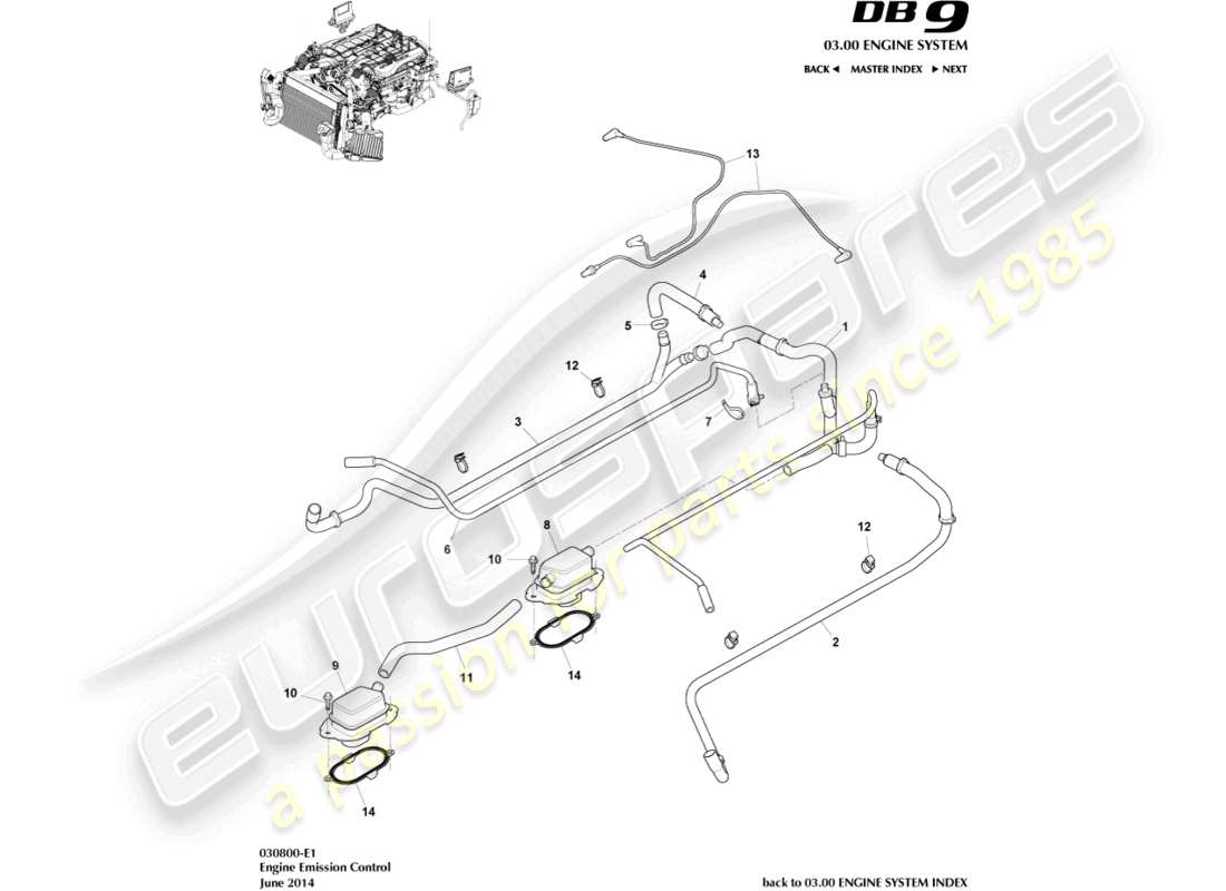 aston martin db9 (2004) emission control part diagram