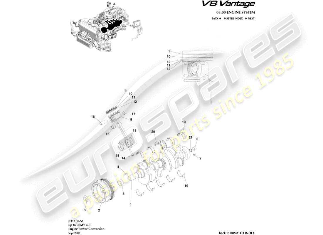 aston martin v8 vantage (2011) power conversion part diagram