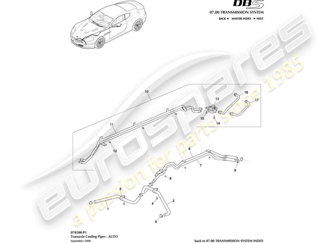 aston martin dbs (2008) transaxle cooling, auto part diagram