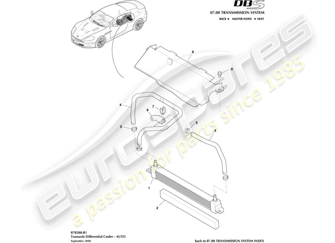 aston martin dbs (2008) differential cooling part diagram