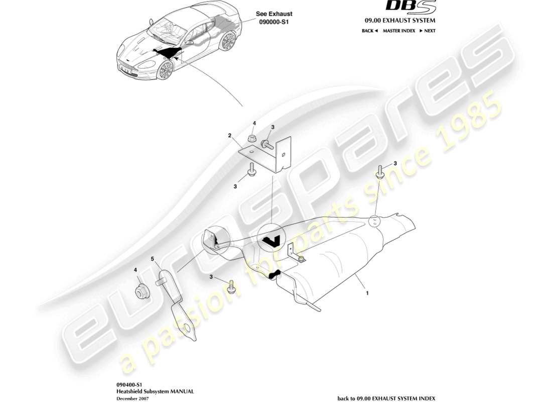 a part diagram from the aston martin dbs (2012) parts catalogue
