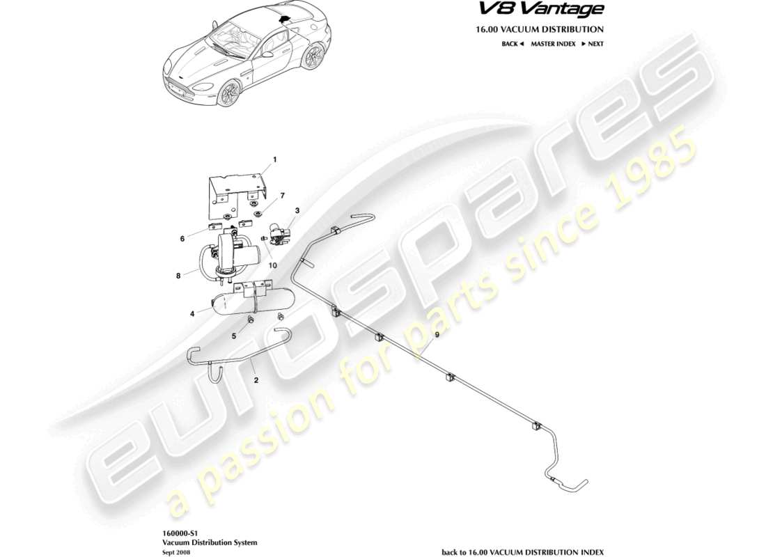 a part diagram from the Aston Martin V8 Vantage (2014) parts catalogue