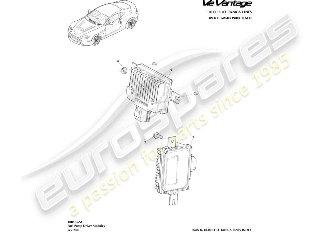a part diagram from the aston martin v12 vantage parts catalogue