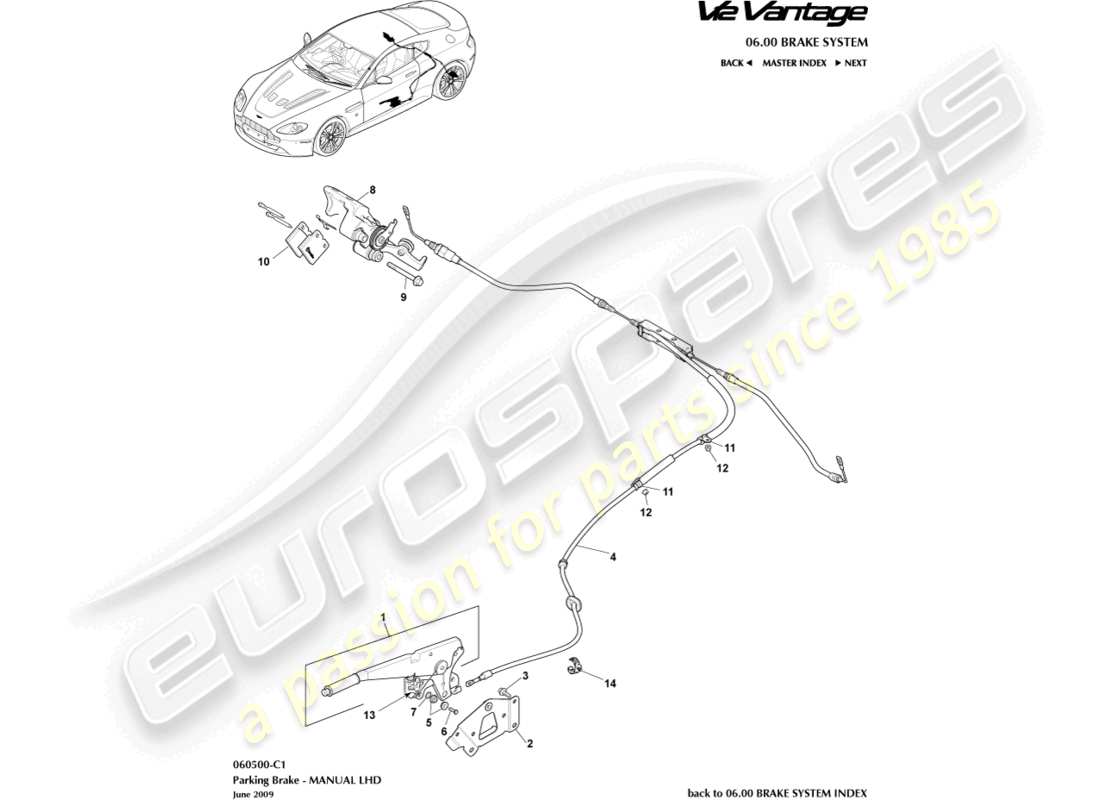 a part diagram from the aston martin v12 vantage parts catalogue
