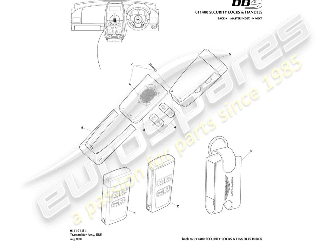 a part diagram from the aston martin dbs (2013) parts catalogue