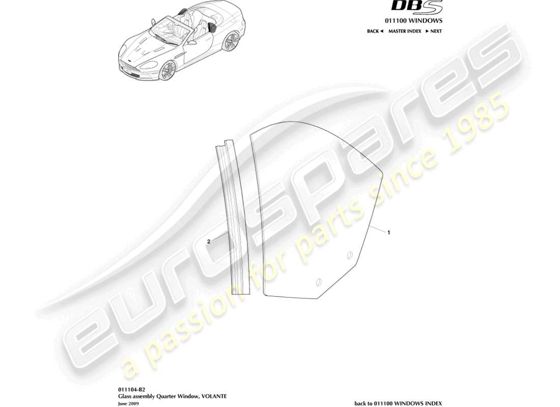 a part diagram from the aston martin dbs (2011) parts catalogue