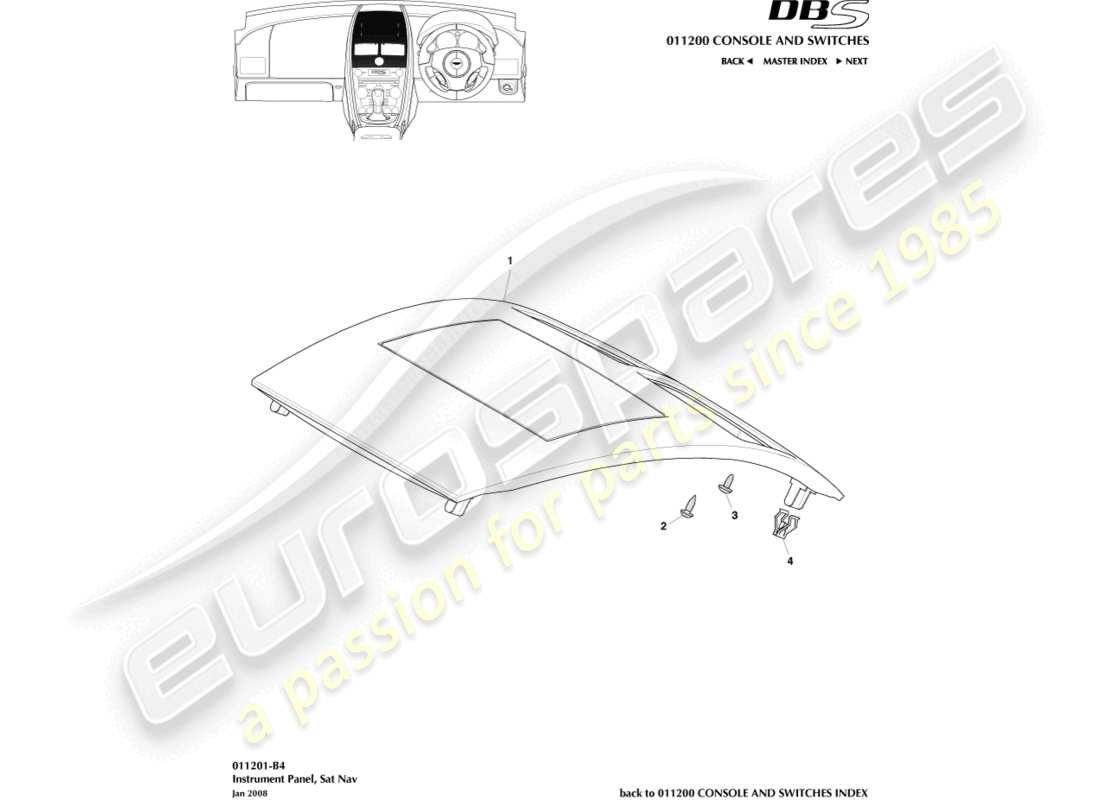 a part diagram from the aston martin dbs (2011) parts catalogue