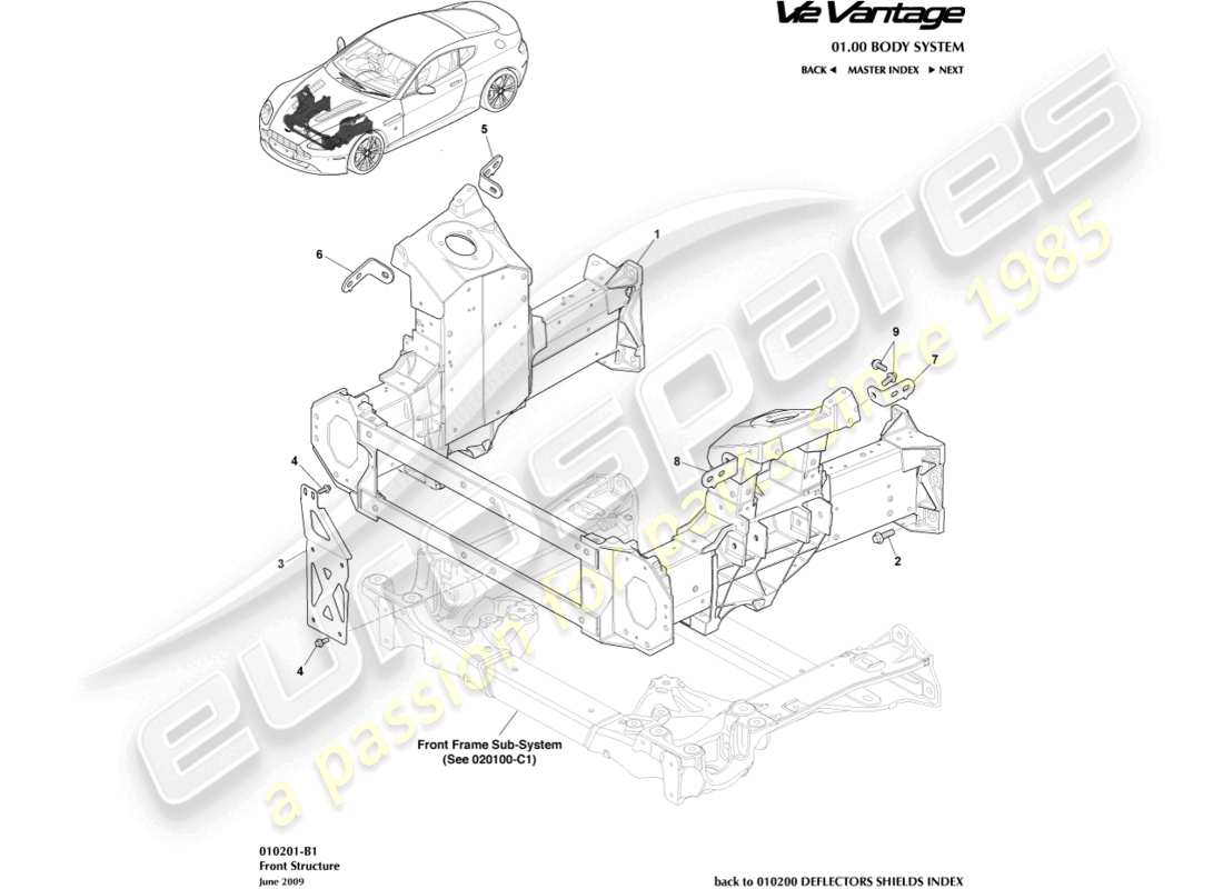 a part diagram from the aston martin v12 vantage (2012) parts catalogue