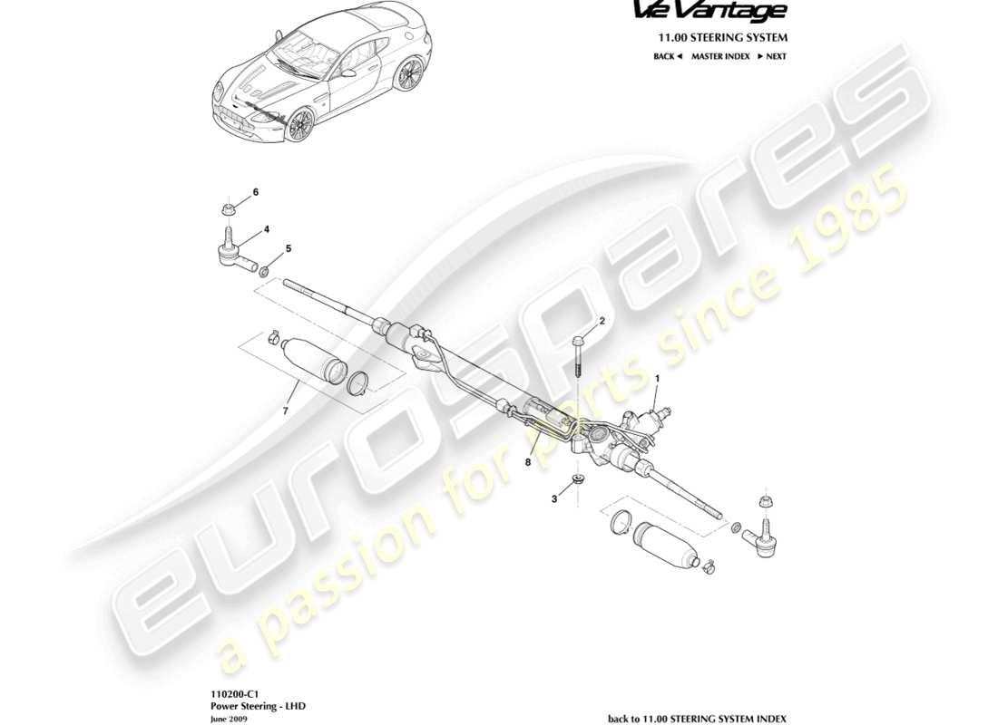 a part diagram from the aston martin v12 vantage parts catalogue