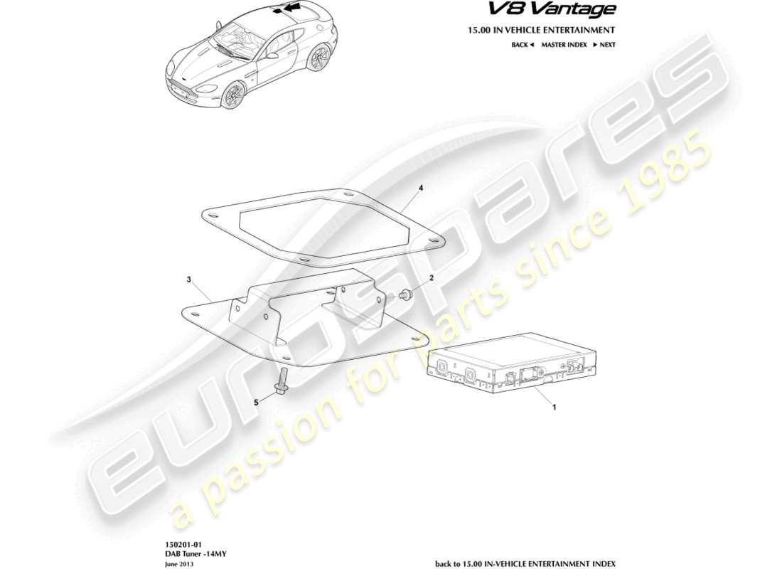 a part diagram from the aston martin v8 vantage (2009) parts catalogue