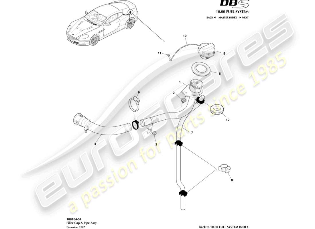 a part diagram from the aston martin dbs parts catalogue