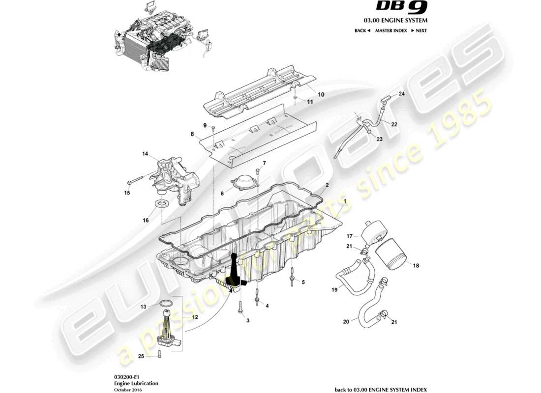 a part diagram from the Aston Martin DB9 (2004) parts catalogue