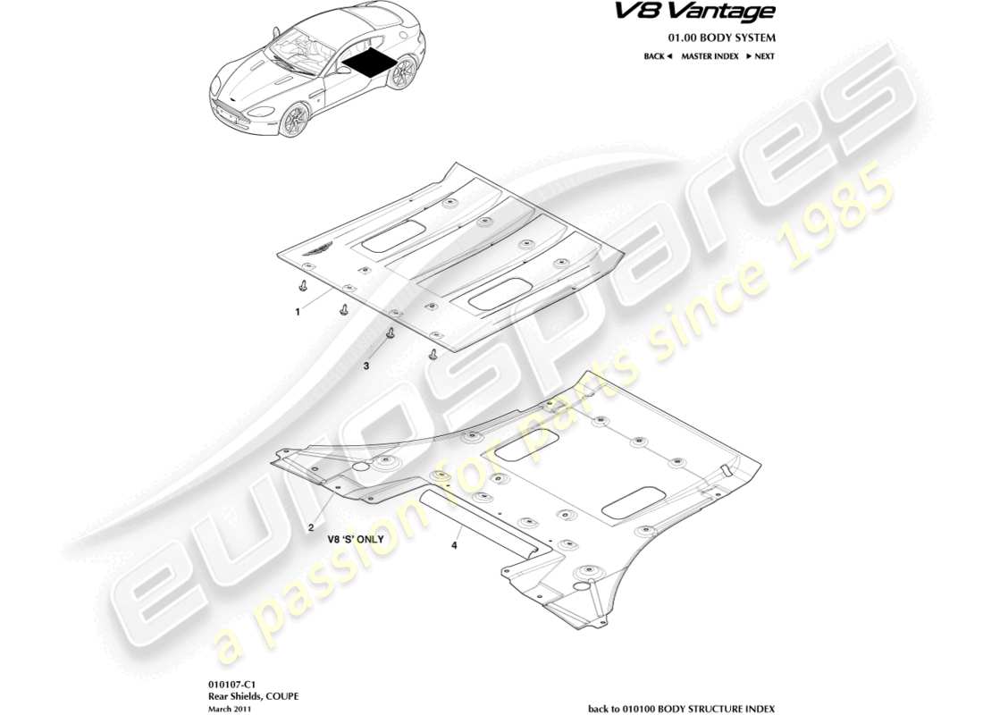 a part diagram from the aston martin v8 vantage (2017) parts catalogue