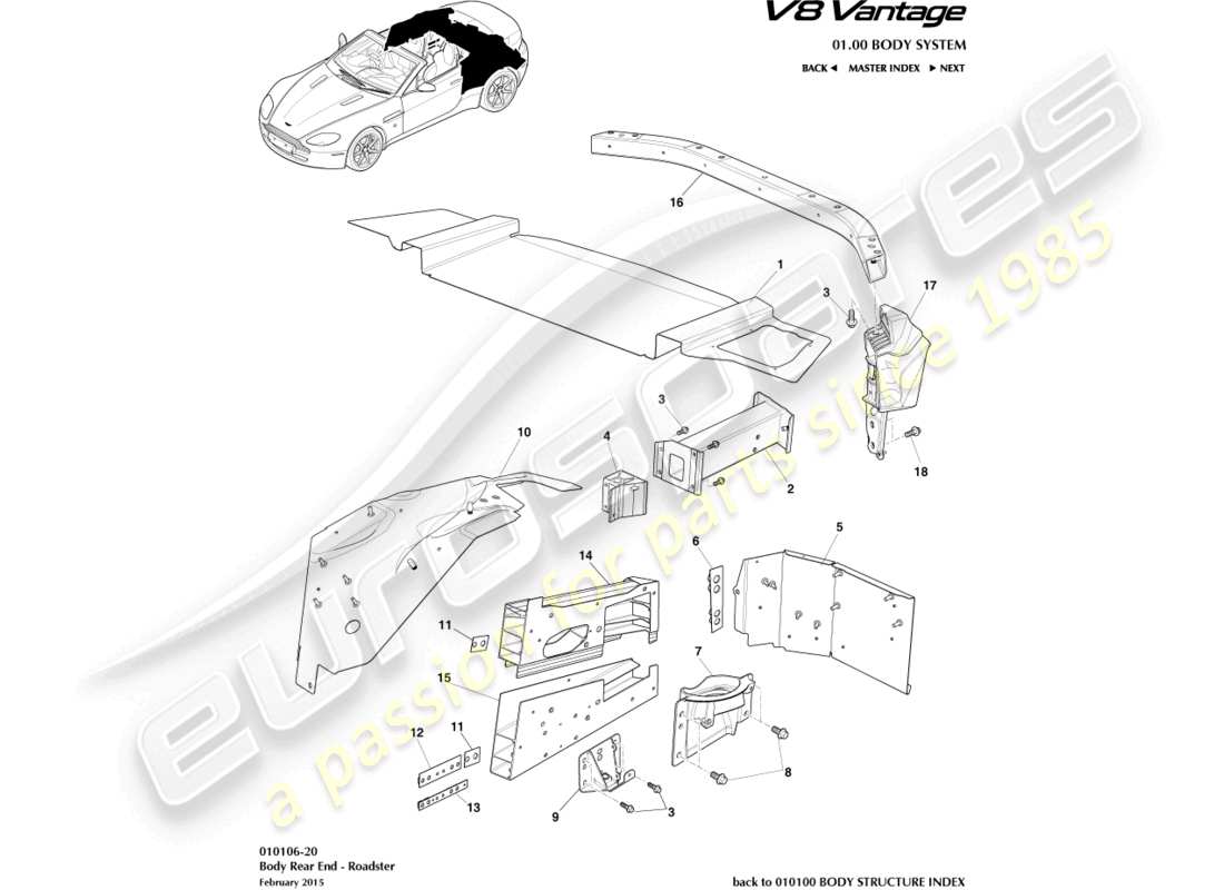 a part diagram from the aston martin v8 vantage (2018) parts catalogue