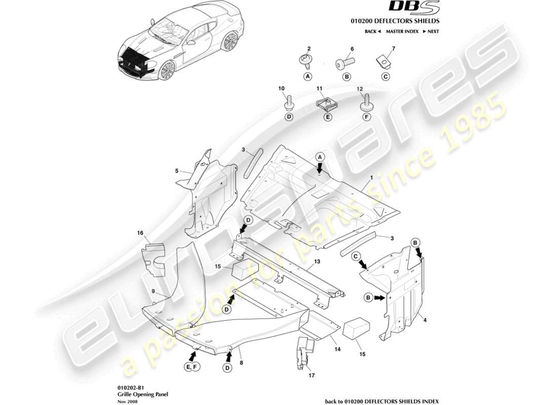 a part diagram from the aston martin dbs (2013) parts catalogue