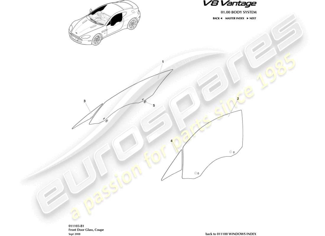 a part diagram from the aston martin vantage gt8 parts catalogue