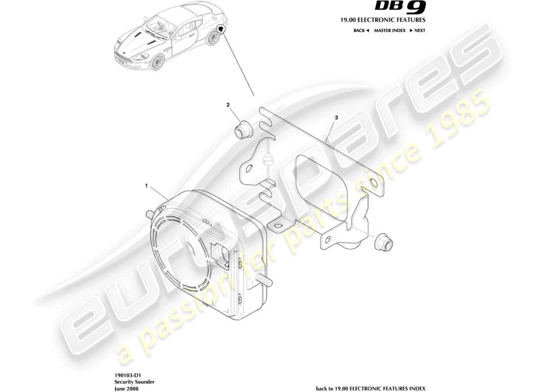 a part diagram from the aston martin db9 (2012) parts catalogue
