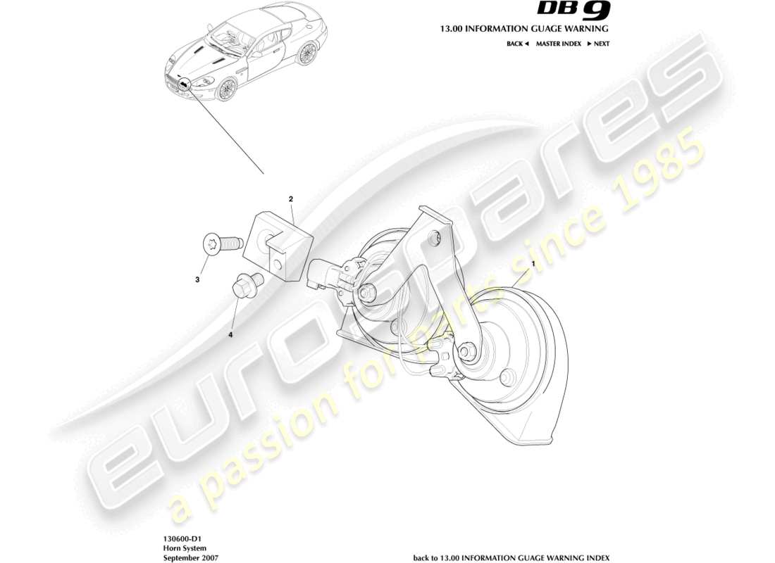 VIEW PARTS DIAGRAMS FROM THE ASTON MARTIN DB9 PARTS CATALOGUE a part diagram from the aston martin db9 parts catalogue