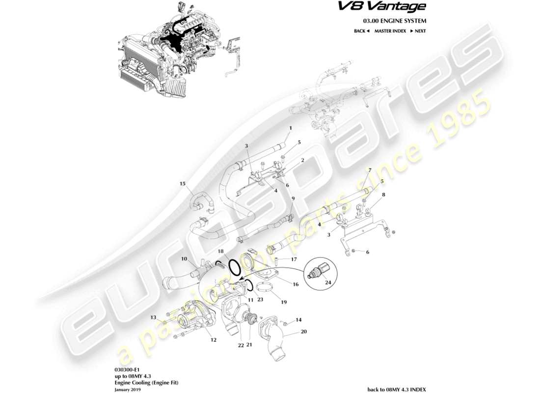a part diagram from the aston martin vantage gt8 (2017) parts catalogue