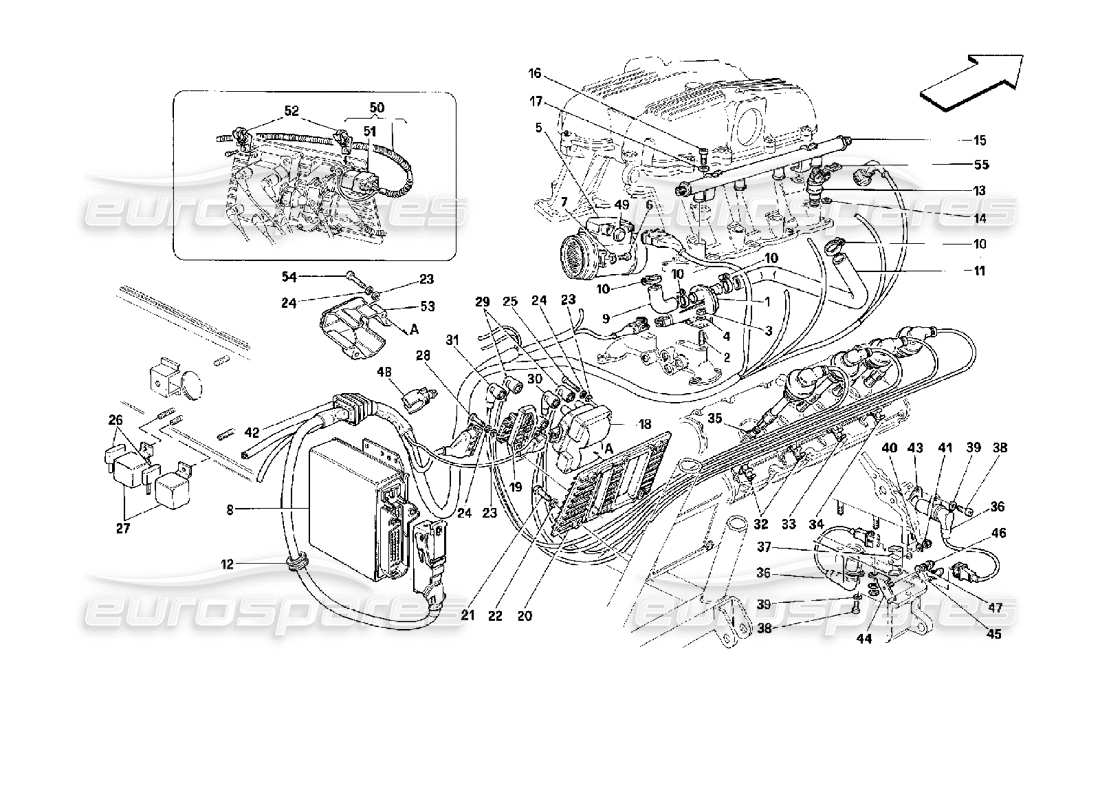 FERRARI MONDIAL 3.4 T COUPE/CABRIO AIR INJECTION IGNITION - MOTRONIC 2.5 PART DIAGRAM ferrari mondial 3.4 t coupe/cabrio air injection ignition - motronic 2.5 part diagram