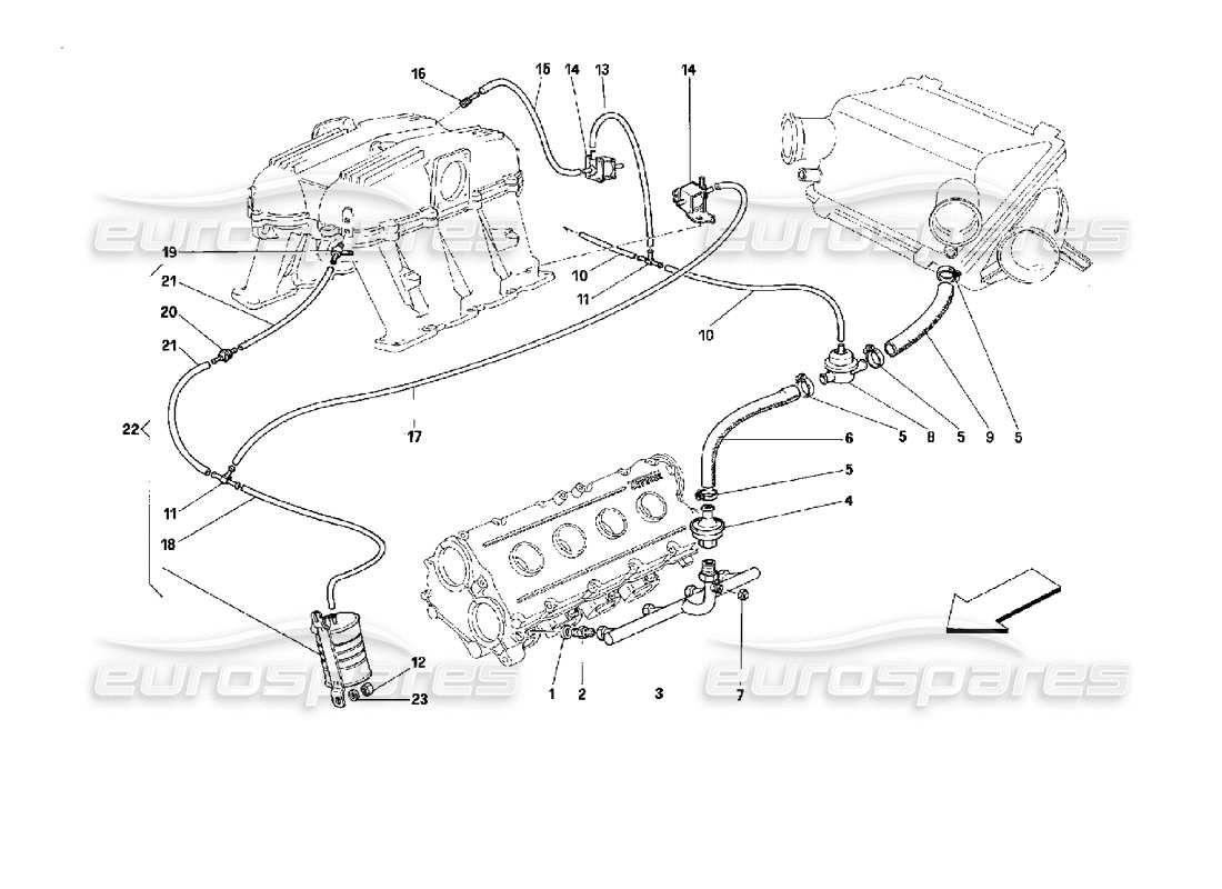 FERRARI MONDIAL 3.4 T COUPE/CABRIO AIR INJECTION DEVICE - FOR CARS WITH CATALYST - MOTRONIC 2.5 PART DIAGRAM ferrari mondial 3.4 t coupe/cabrio air injection device - for cars with catalyst - motronic 2.5 part diagram