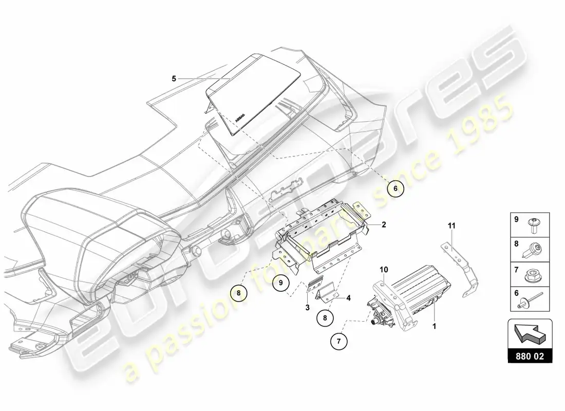 lamborghini centenario roadster (2017) airbag unit parts diagram