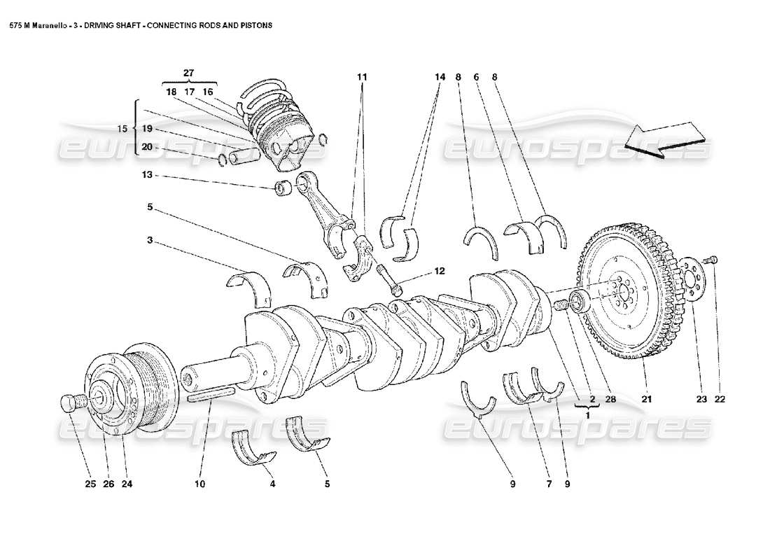 FERRARI 575M MARANELLO DRIVING SHAFT CONNECTING RODS AND PISTONS PART DIAGRAM ferrari 575m maranello driving shaft connecting rods and pistons part diagram