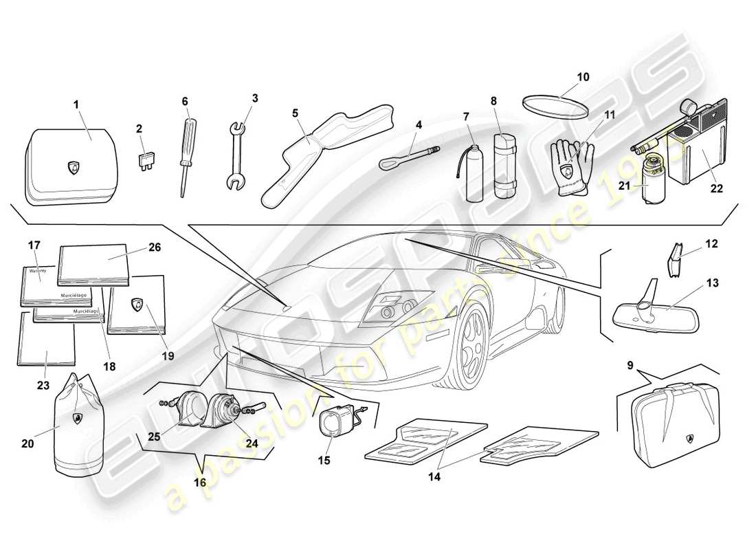 a part diagram from the lamborghini lp640 coupe (2008) parts catalogue