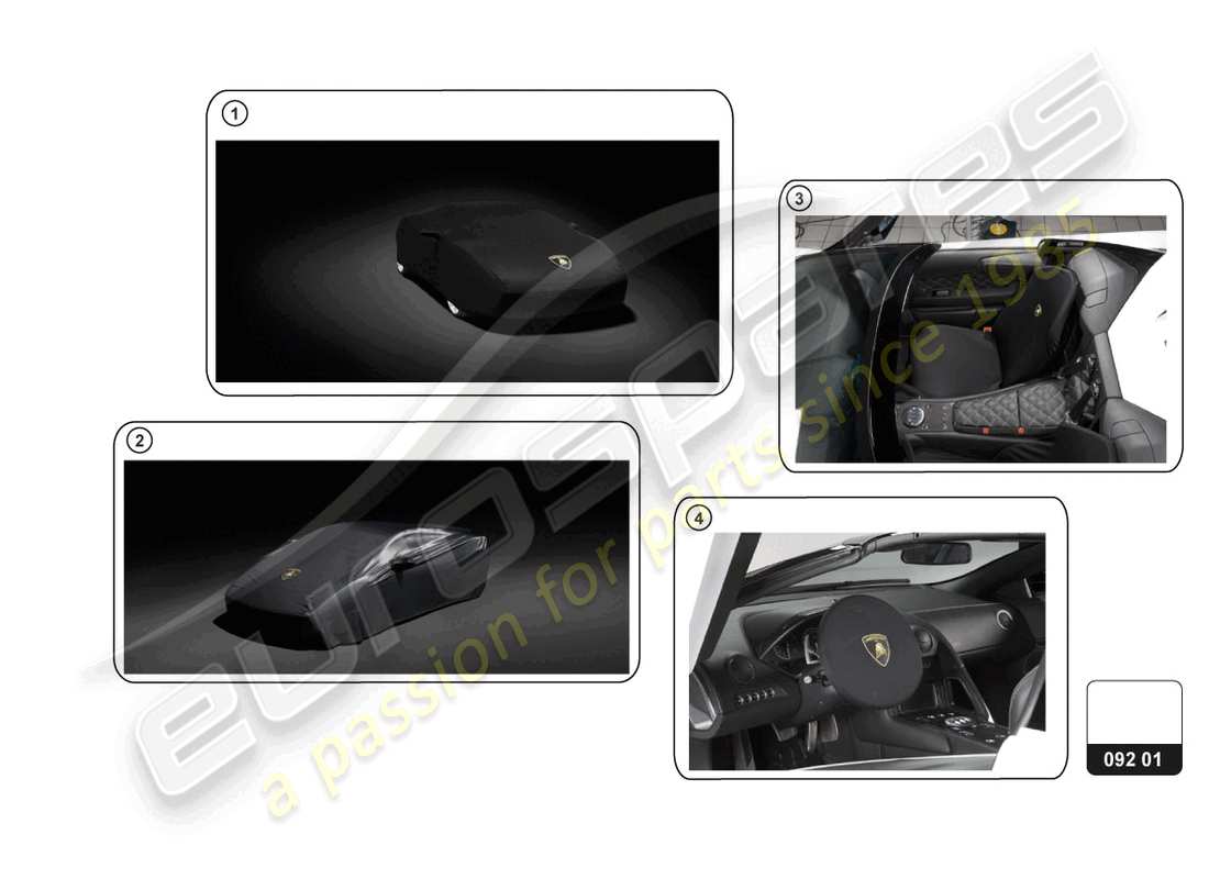 a part diagram from the lamborghini huracan accessories parts catalogue