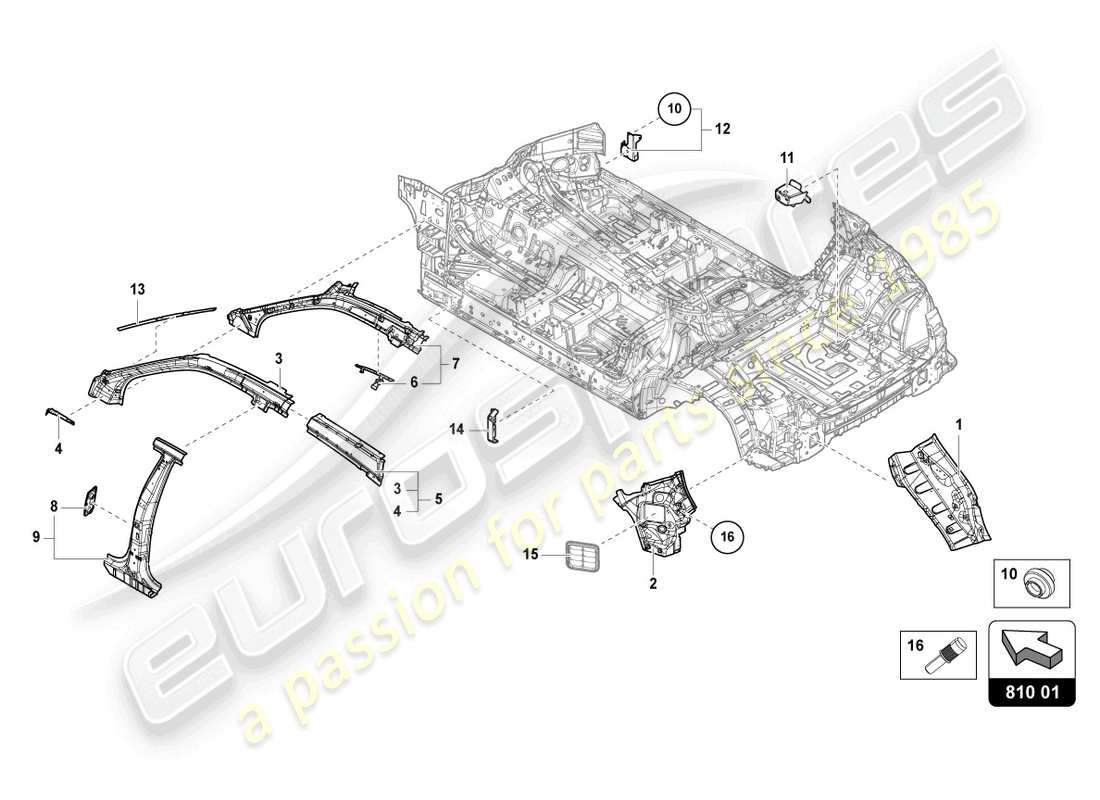 lamborghini urus (2022) side panel, inner side parts diagram
