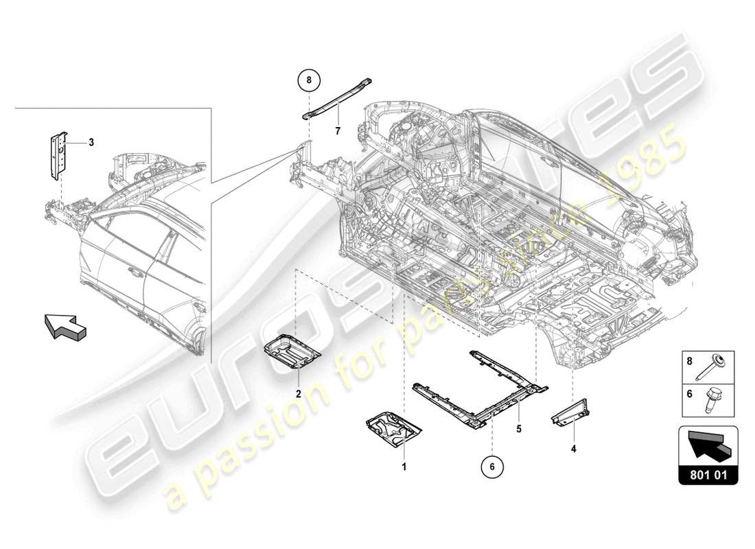 lamborghini urus (2022) retainer for battery parts diagram