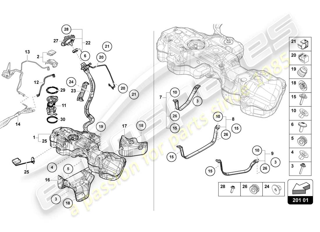 lamborghini urus (2022) fuel tank parts diagram