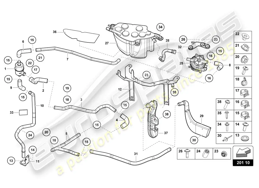lamborghini lp700-4 roadster (2015) activated carbon filter system parts diagram