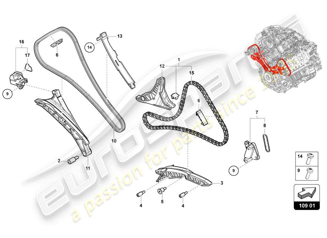 lamborghini urus (2019) timing chain parts diagram