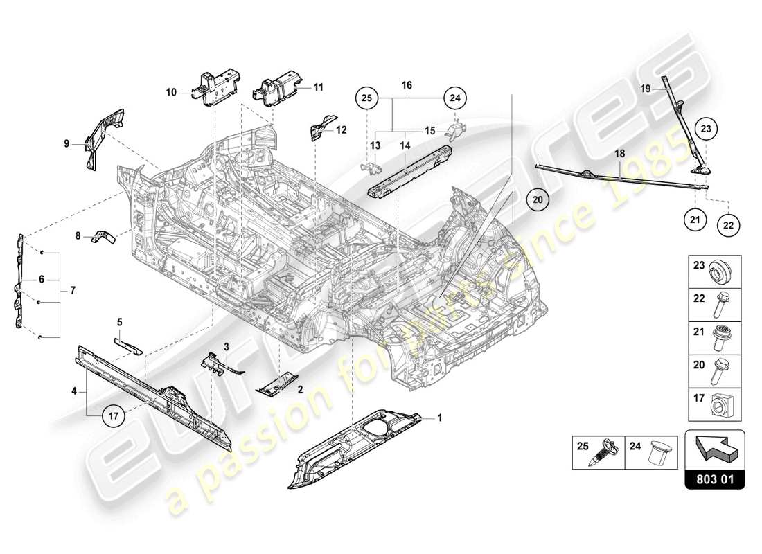 lamborghini urus performante (2023) underbody part diagram