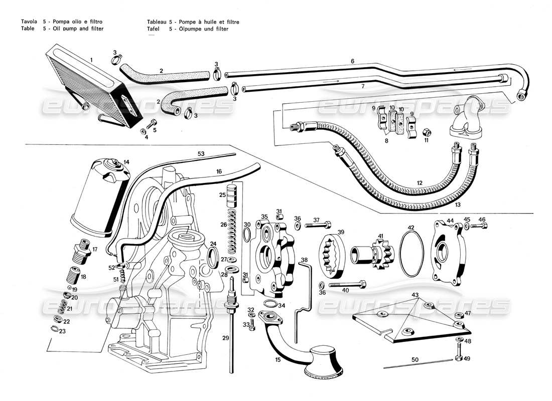 MASERATI MERAK 3.0 OIL PUMP AND FILTER PART DIAGRAM maserati merak 3.0 oil pump and filter part diagram