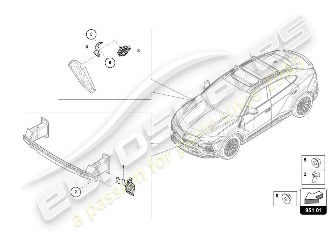 lamborghini urus performante (2023) signal horn part diagram