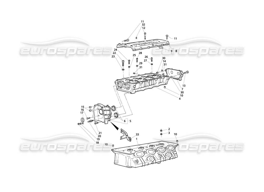 MASERATI QTP V8 EVOLUZIONE CYLINDERS HEADS, RH FRAME PART DIAGRAM maserati qtp v8 evoluzione cylinders heads, rh frame part diagram
