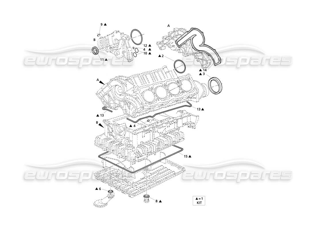 MASERATI QTP V8 EVOLUZIONE GASKETS AND OIL SEALS FOR BLOCK OVERHAUL PART DIAGRAM maserati qtp v8 evoluzione gaskets and oil seals for block overhaul part diagram